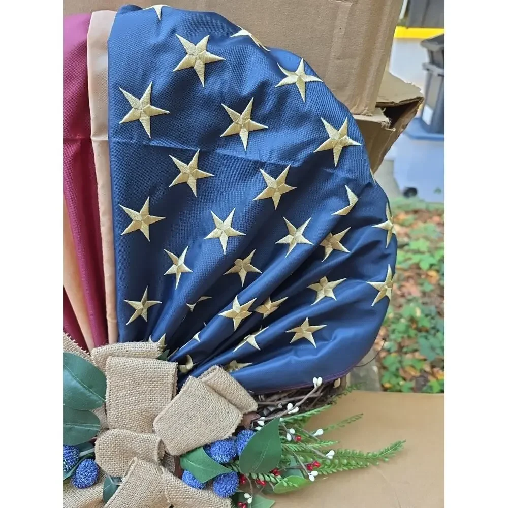 American Flag Wreath, Memorial Day Wreath, Red White Blue Front Door Wreath, 4th